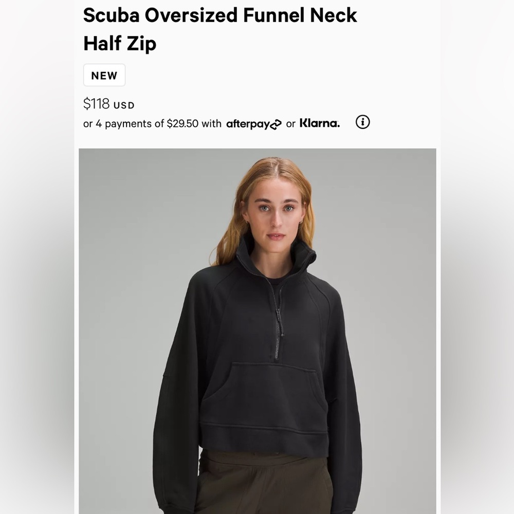 Lululemon Funnel Neck Scuba Black M/L New